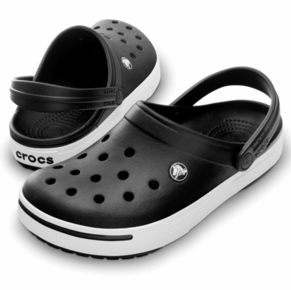 NWT Crocs Crocband Black White Clog Slip-on Shoes